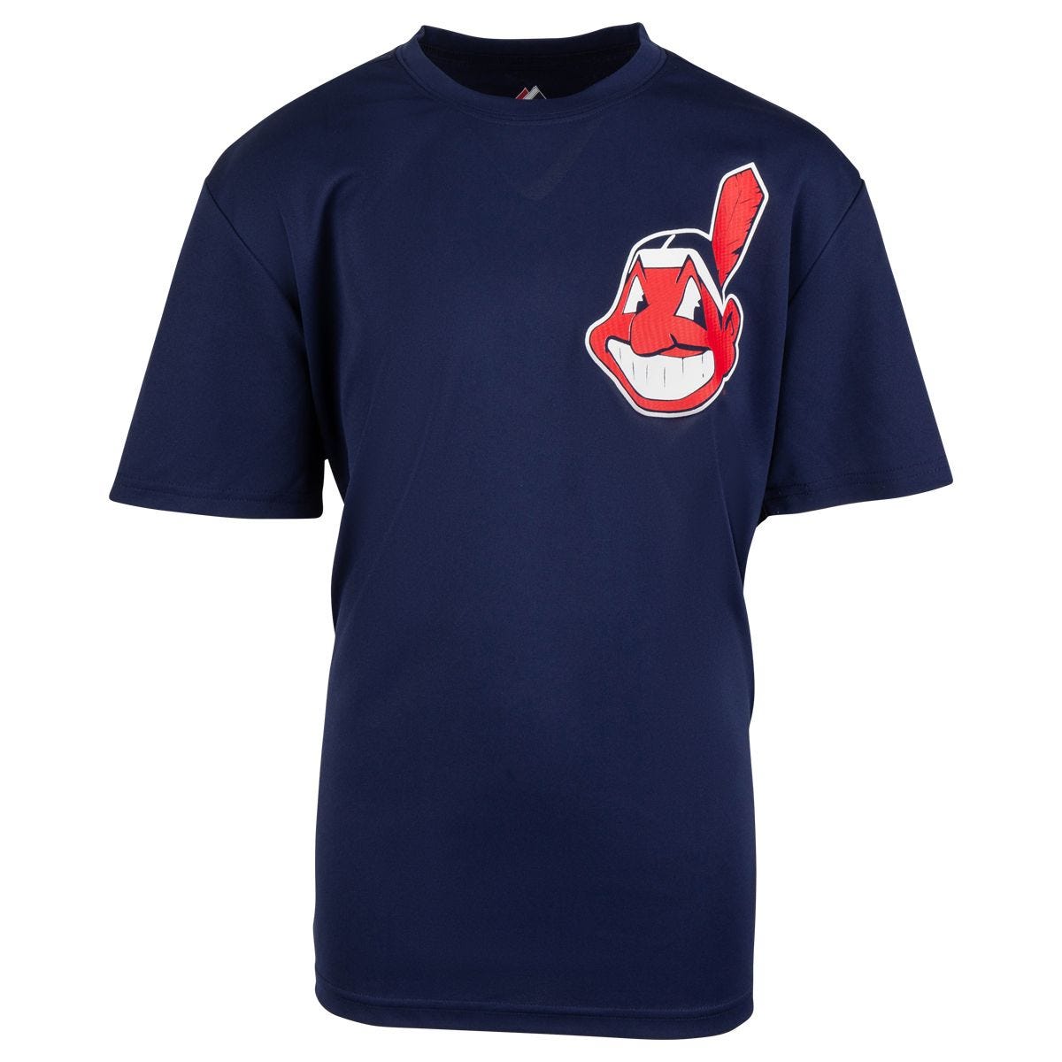 Cleveland Indians Majestic Script I V-Neck Jersey/Shirt Large Excellent+